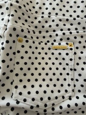 Michael Kors White Polka Dot Pocket Top with Gold Hardware